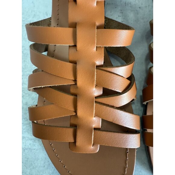 NIB AQUA Women's Emil Strappy Gladiator Sandals‎ Cognac Tan Leather Sz 8.5 - Picture 6 of 11